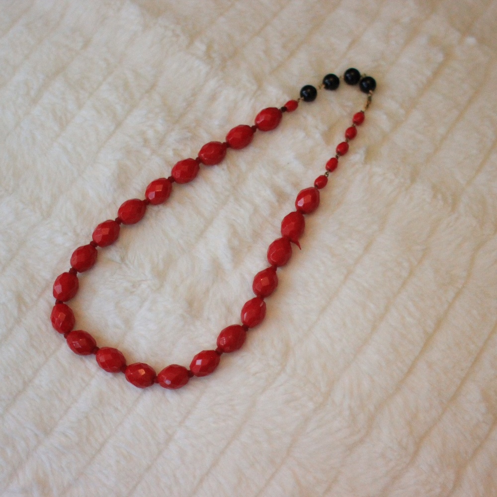 Red and Black Beaded Necklace